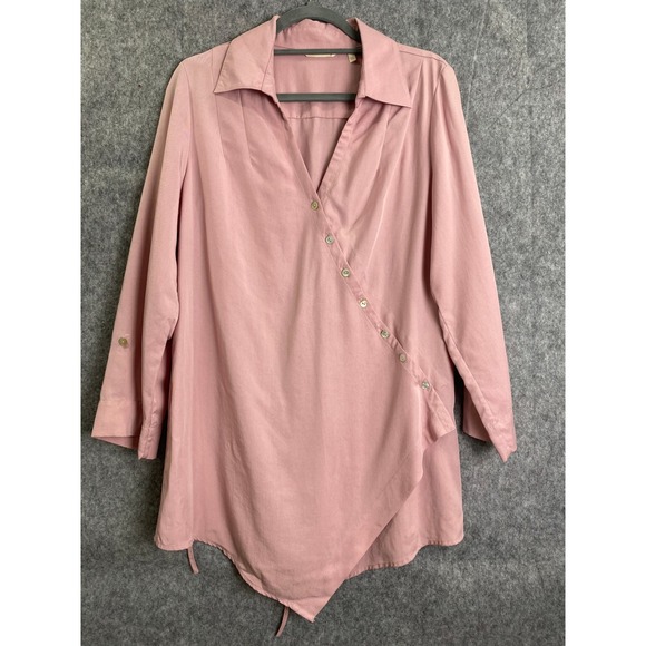 Soft Surroundings Tops - Soft Surroundings Blush Pink Tencel Asymmetrical Button Tunic Top‎ Women's M